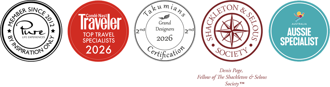 Denis Page, Fellow of The Shackleton & Selous Society. Condé Nast Traveler Top Travel Specialists,Pure Life Experience, Takumians Cert,Aussie Specialist 2026.